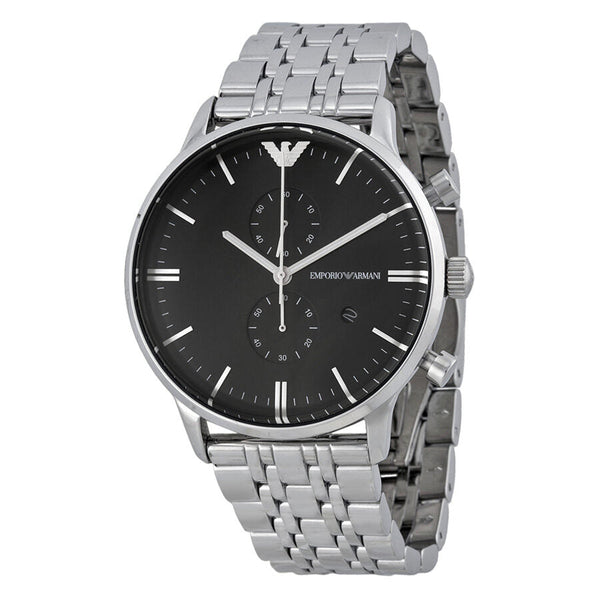 Emporio Armani Classic Chronograph Black Dial Stainless Steel Men's Watch #AR0389 - Watches of New Zealand
