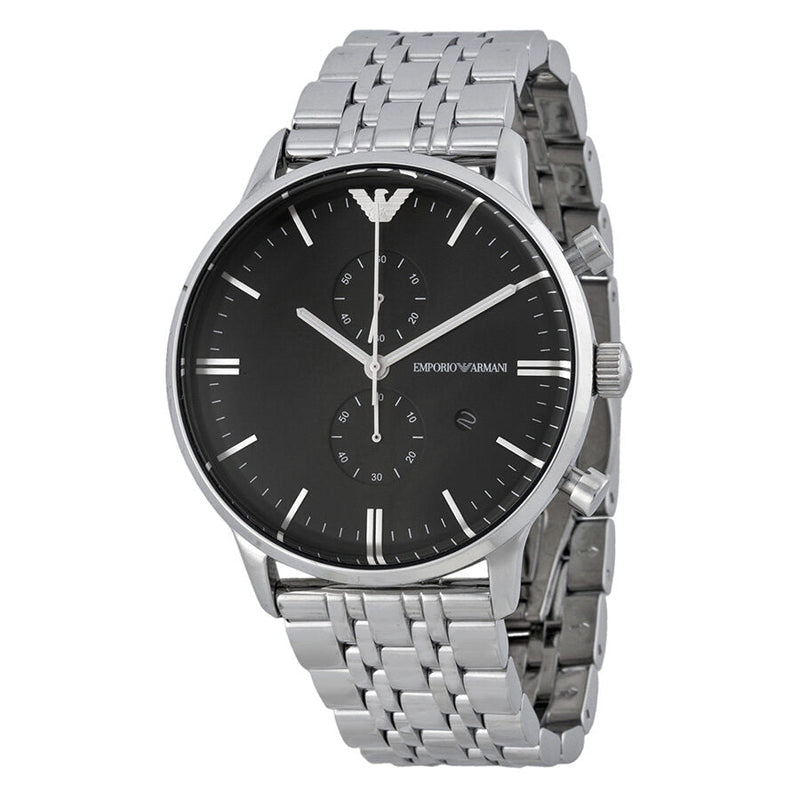 Emporio Armani Classic Chronograph Black Dial Stainless Steel Men's Watch #AR0389 - Watches of New Zealand