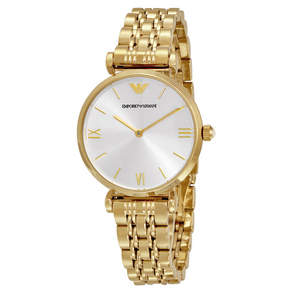 Emporio Armani Classic Silver Dial Gold-tone Ladies Watch #AR1877 - Watches of New Zealand