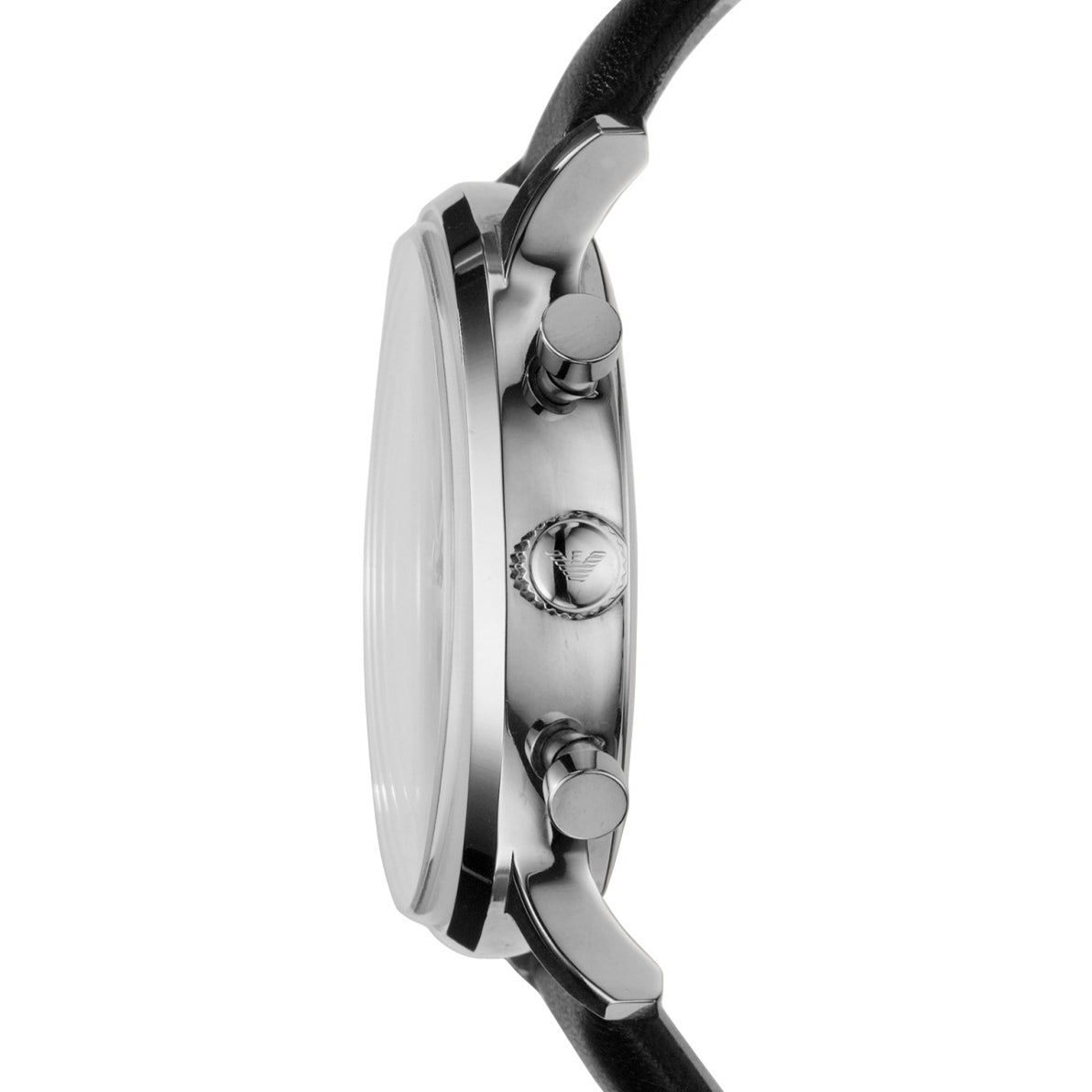 Emporio Armani Gianni White Dial Black Leather Strap Men's Watch - AR0385