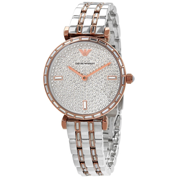 Emporio Armani Gianni T-Bar Quartz Silver Dial Ladies Watch #AR11293 - Watches of New Zealand