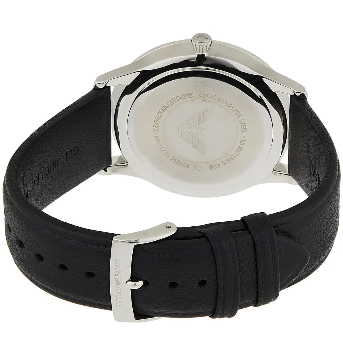 Emporio Armani Giovanni AR11210 engraved caseback with Emporio Armani branding