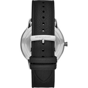 Emporio Armani Giovanni AR11210 black leather strap with silver buckle closure