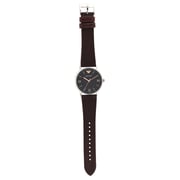Side view of Emporio Armani Kappa AR11153 with black dial and brown leather strap