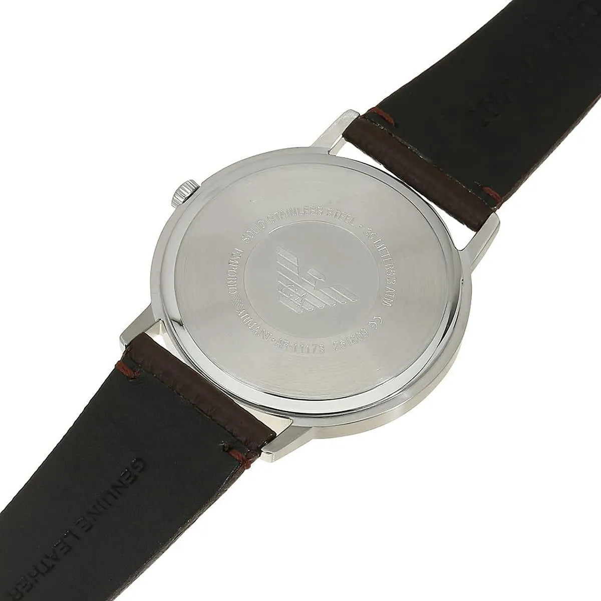 Emporio Armani Kappa Quartz White Dial Brown Leather Strap Men's Watch AR80006