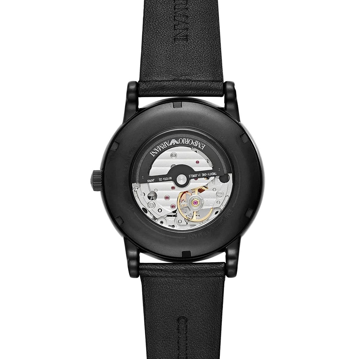 Emporio Armani Luigi automatic movement visible through caseback