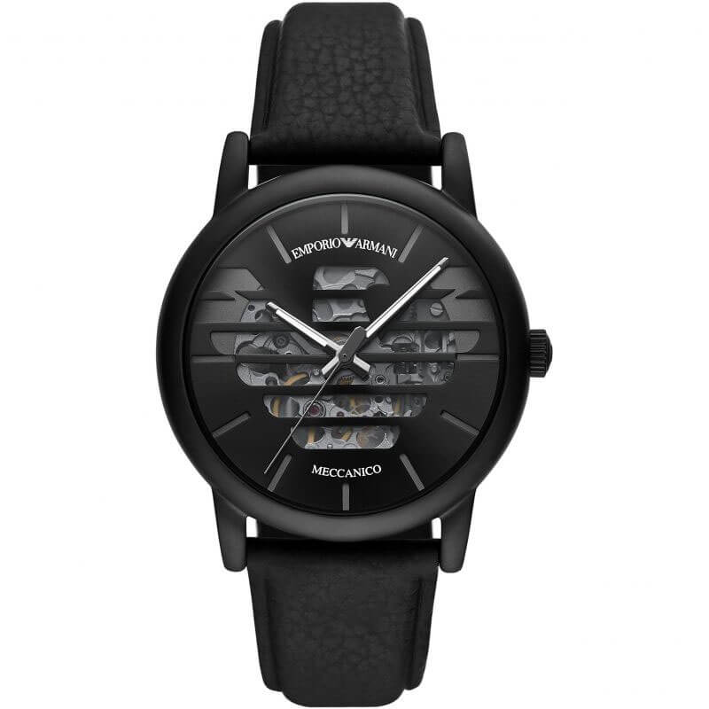 Emporio Armani Luigi Skeleton Leather Automatic Men's Watch AR60032