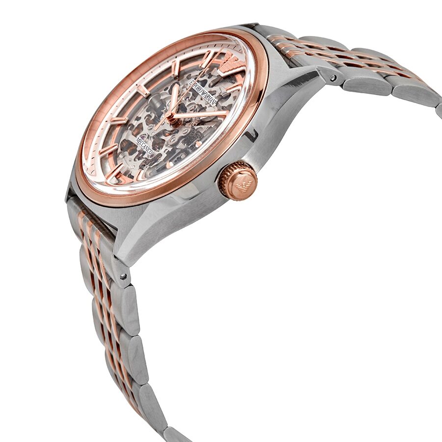 Emporio Armani Meccanico Automatic Skeleton Dial Two-tone Men's Watch AR60002