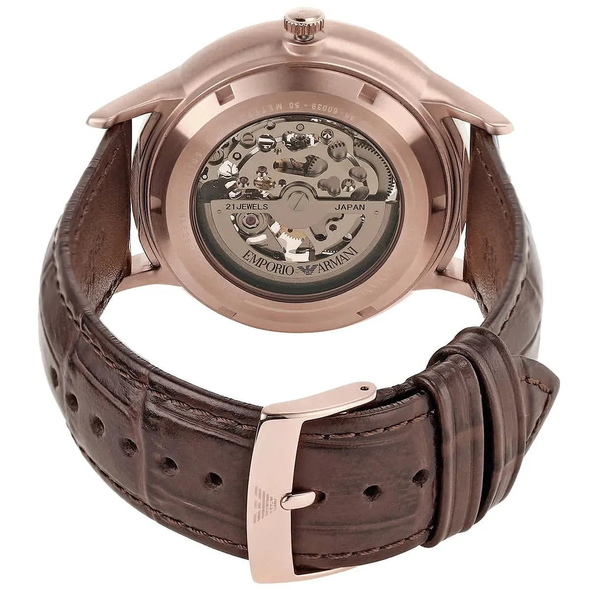 Emporio Armani Meccanico Automatic Brown Leather Men's Watch AR60039