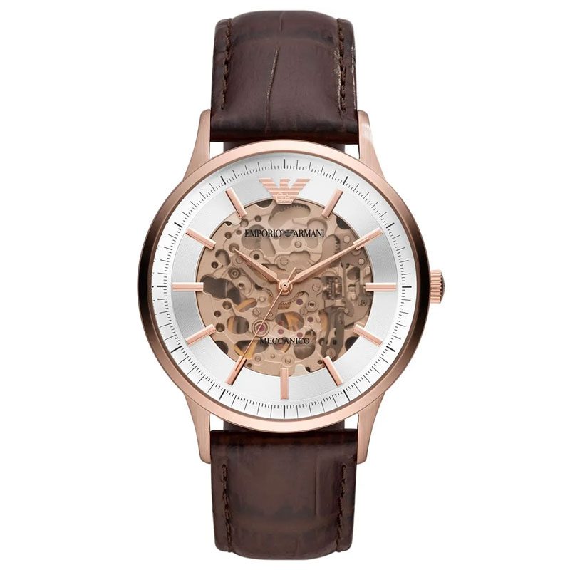 Emporio Armani Meccanico Automatic Brown Leather Men's Watch AR60039