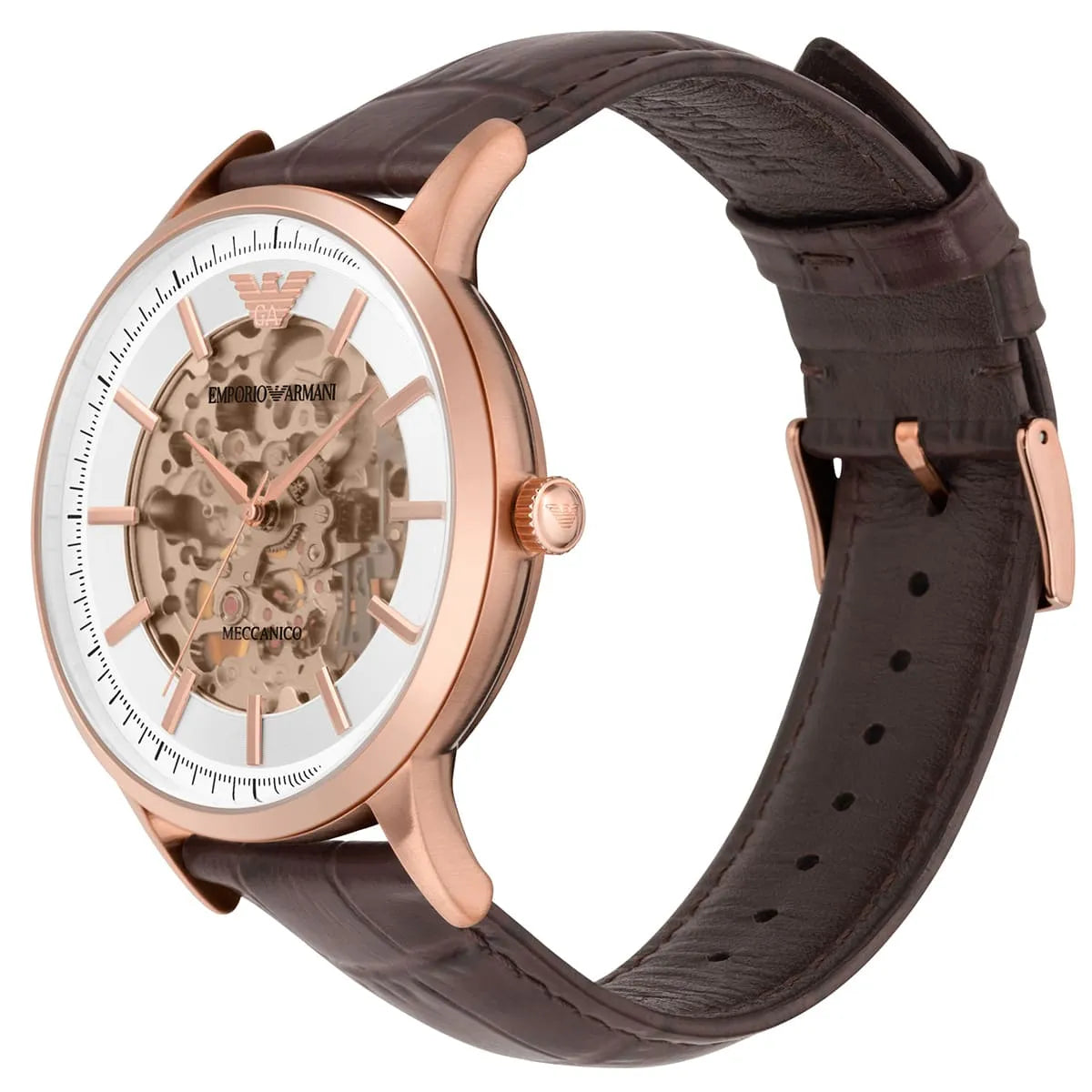 Emporio Armani Meccanico Automatic Brown Leather Men's Watch AR60039