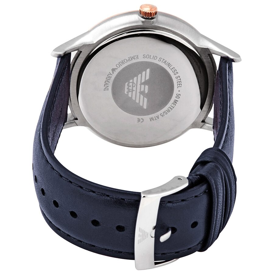 Caseback of Emporio Armani Renato AR11188 displaying stainless steel back with Emporio Armani logo