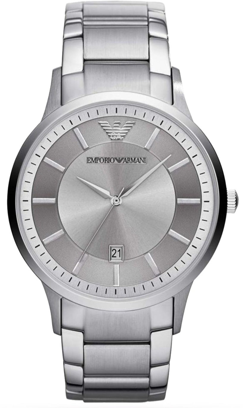 Emporio Armani Renato AR11189 silver dial stainless steel men's watch front view