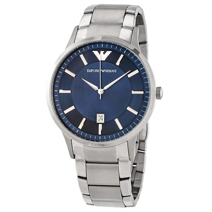 Emporio Armani Renato AR2477 men's watch with blue dial and silver stainless steel bracelet