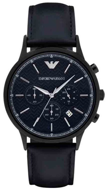 Emporio Armani Renato AR2481 chronograph watch with blue dial and blue leather strap