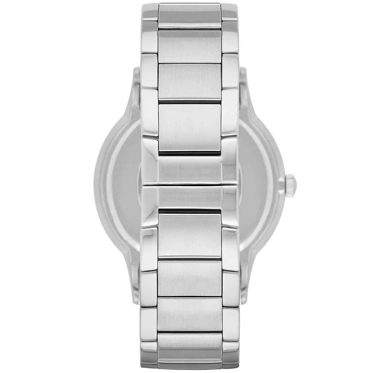Emporio Armani Renato steel bracelet detail showing three-link construction and clasp