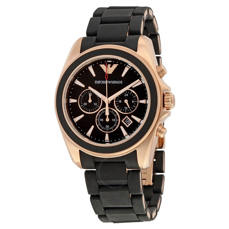 Emporio Armani Sigma Chronograph Black Dial Black SIlicon Strap Watch For Men - AR6066