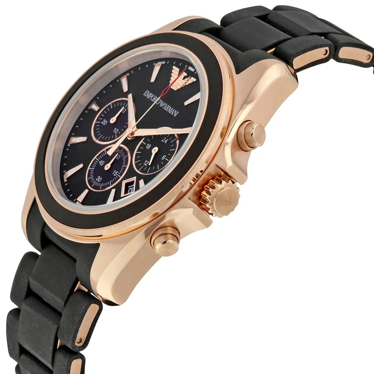 Emporio Armani Sigma AR6066 side view showing chronograph pushers and case profile