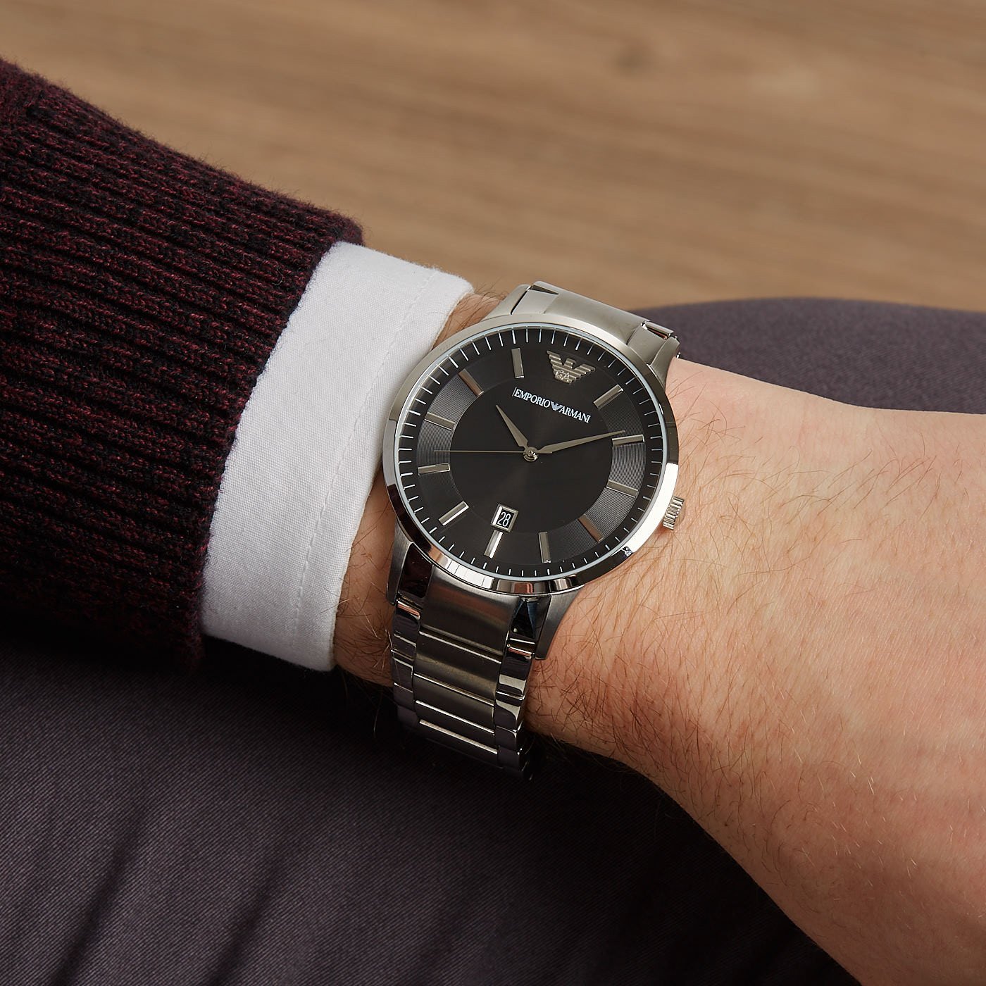 Emporio Armani Sportivo AR2457 men's watch on wrist showing side profile
