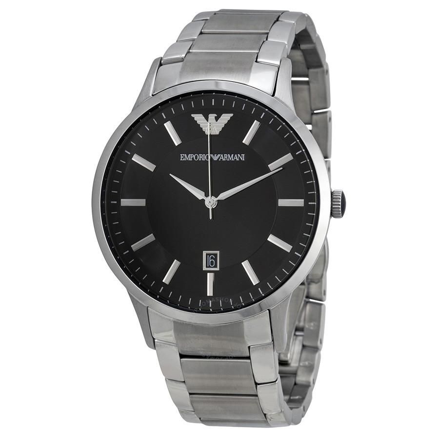 Emporio Armani Sportivo AR2457 men's watch with black dial and stainless steel bracelet