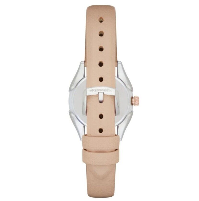 Emporio Armani Valeria Quartz White Dial Beige Leather Strap Women Watch - AR11031