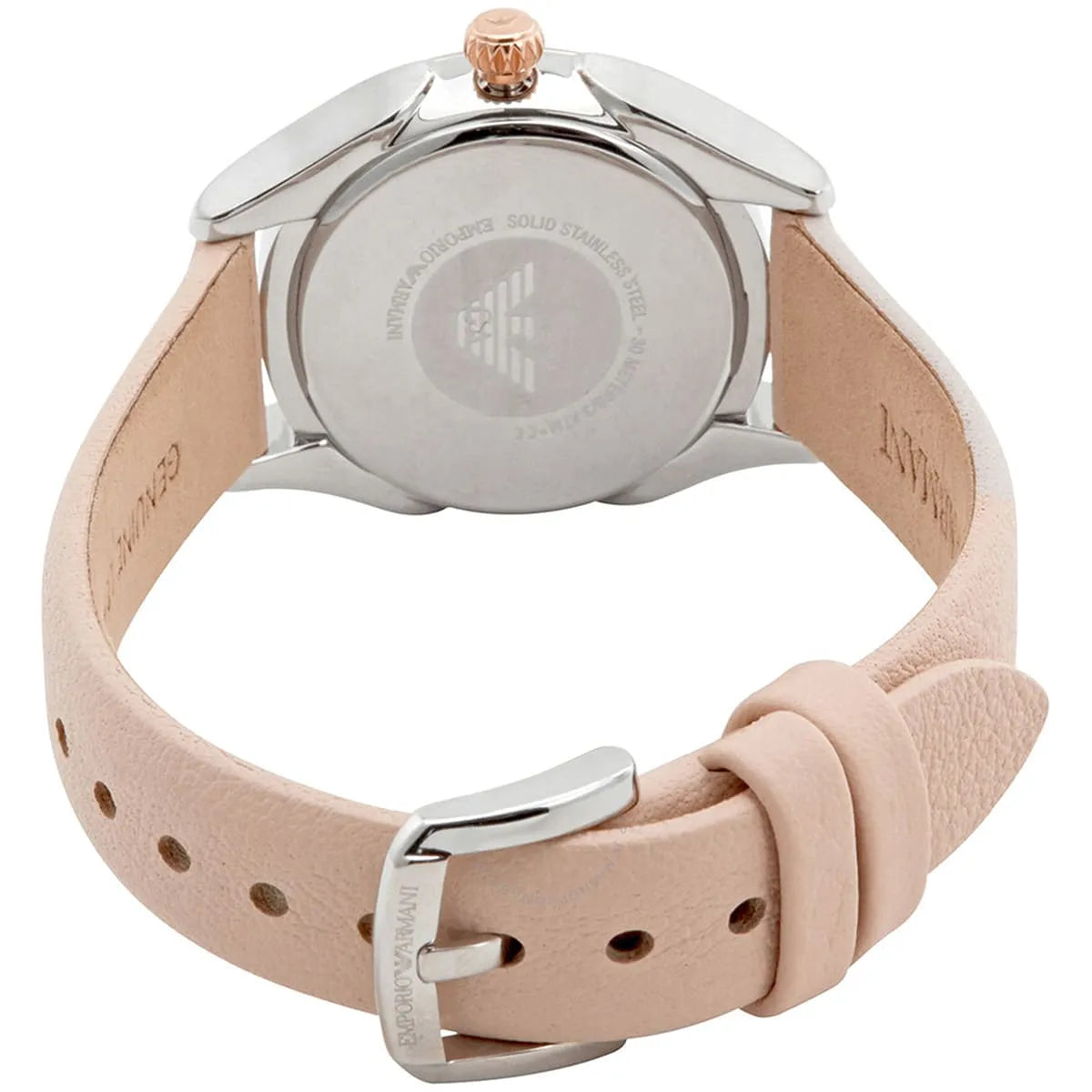 Emporio Armani Valeria Quartz White Dial Beige Leather Strap Women Watch - AR11031