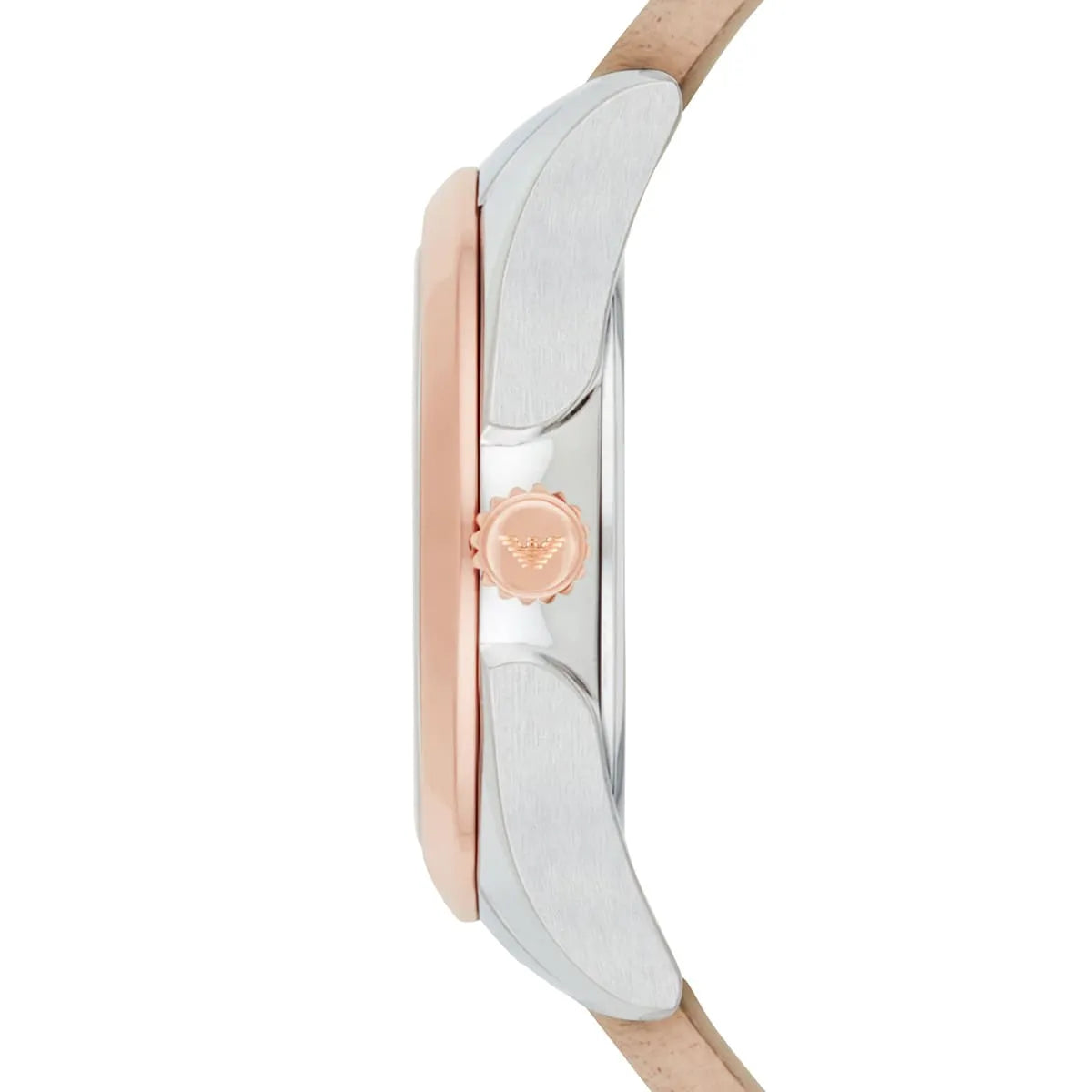 Emporio Armani Valeria Quartz White Dial Beige Leather Strap Women Watch - AR11031
