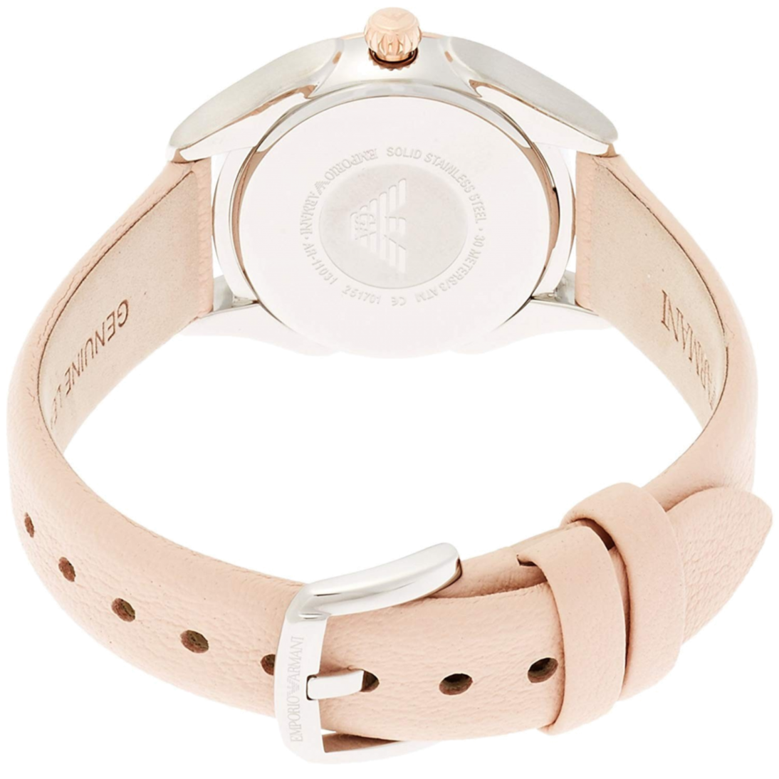 Emporio Armani Valeria Quartz White Dial Beige Leather Strap Women Watch - AR11031