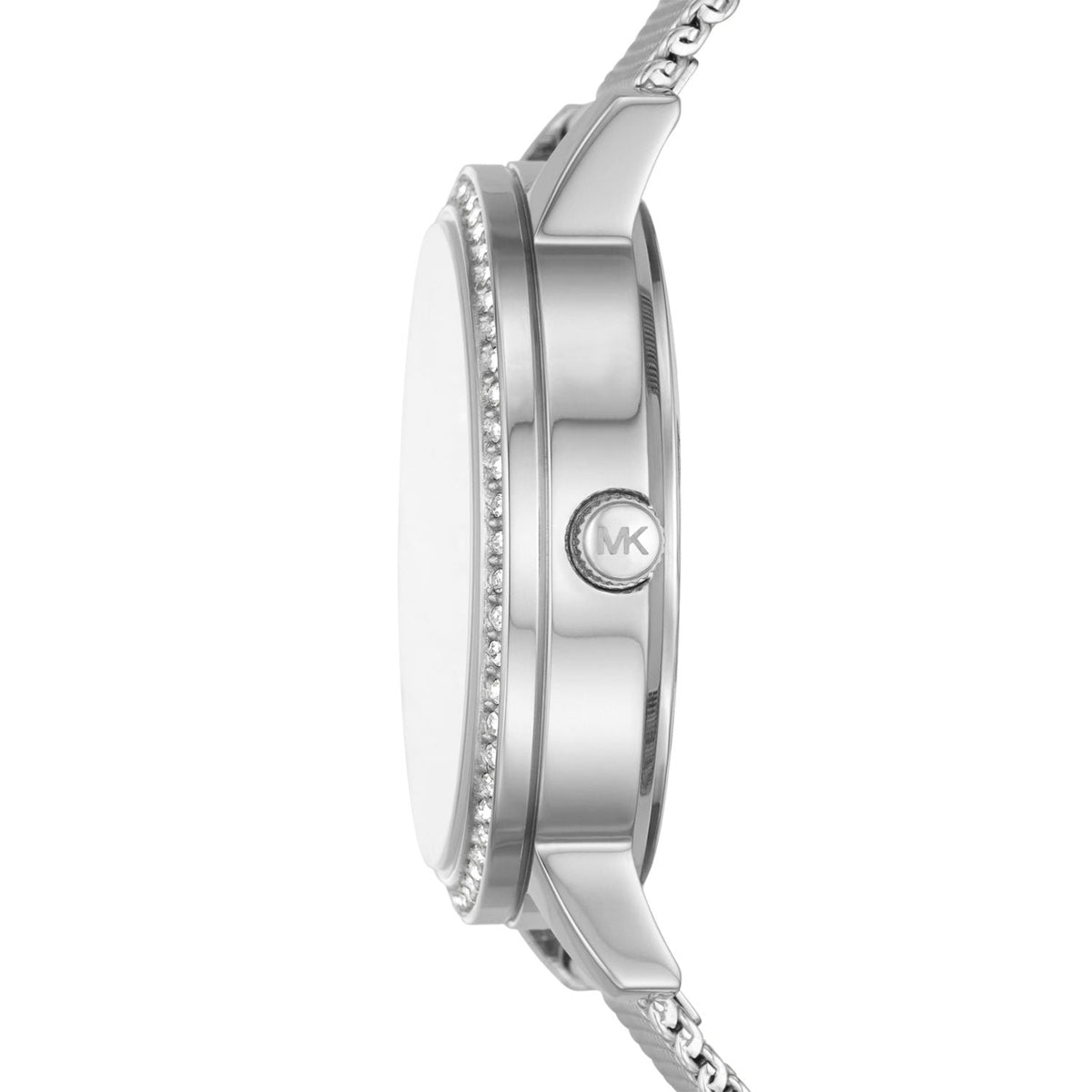 Michael Kors Quartz Crystals White Dial Silver Mesh Strap Women's Watch - MKO1013