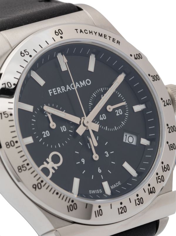 FERRAGAMO 1927 Chrono dial close-up with chronograph subdials and tachymeter scale