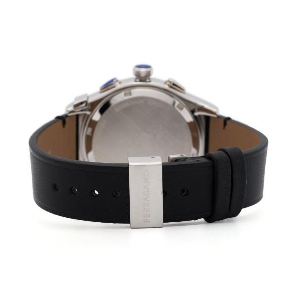 FERRAGAMO 1927 Chrono black leather strap with metal buckle and tan interior