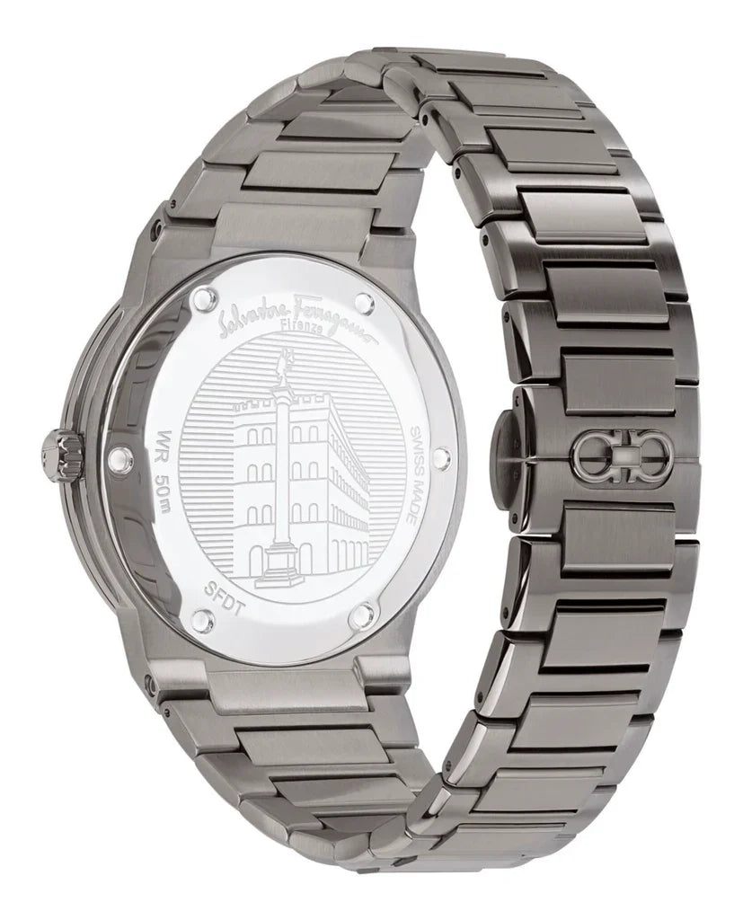 Ferragamo F-80 Classic Quartz Grey Dial Analog Stainless Steel Men Watch - SFDT01520