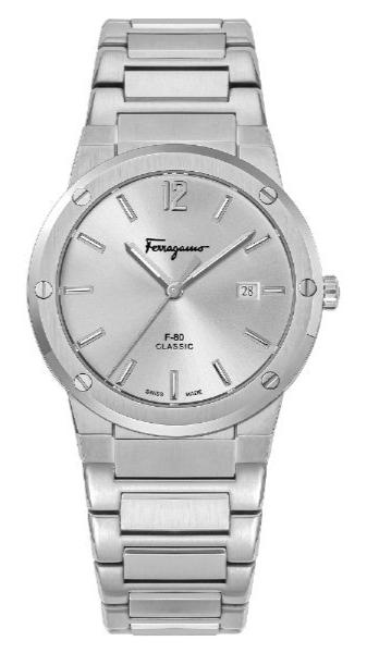 Ferragamo Salvatore  F 80 Classic Silver Dial Silver Steel Strap Watch For Men - SFDT02223