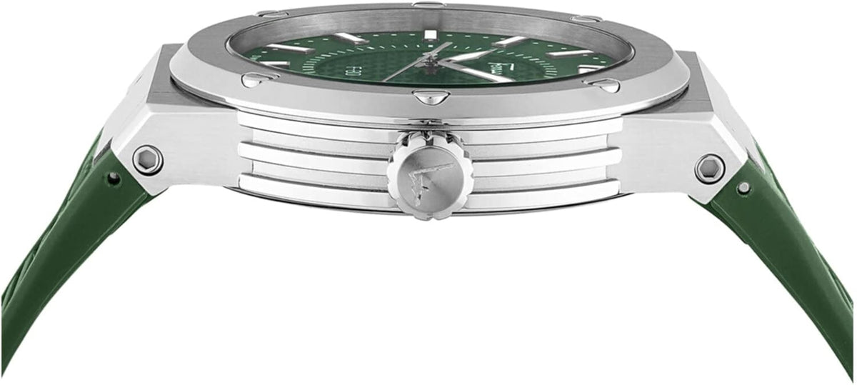 Ferragamo Salvatore F-80 Classic Green Dial Green Rubber Strap Watch for Men - SFHY02722