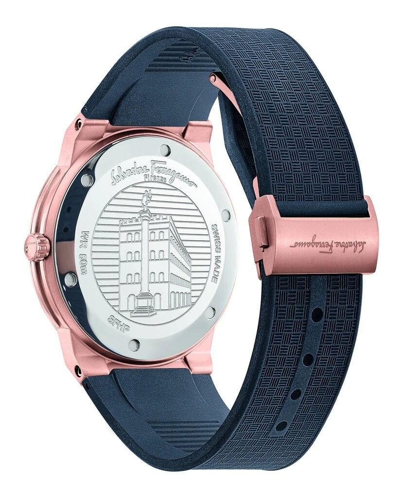 Ferragamo Sapphire Chronograph  Rubber Strap Black Dial 42mm Mens Watch - SFHP00420