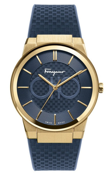 Ferragamo Sapphire Blue Dial Blue Rubber Swiss Quartz Men's Watch - SFHP00220