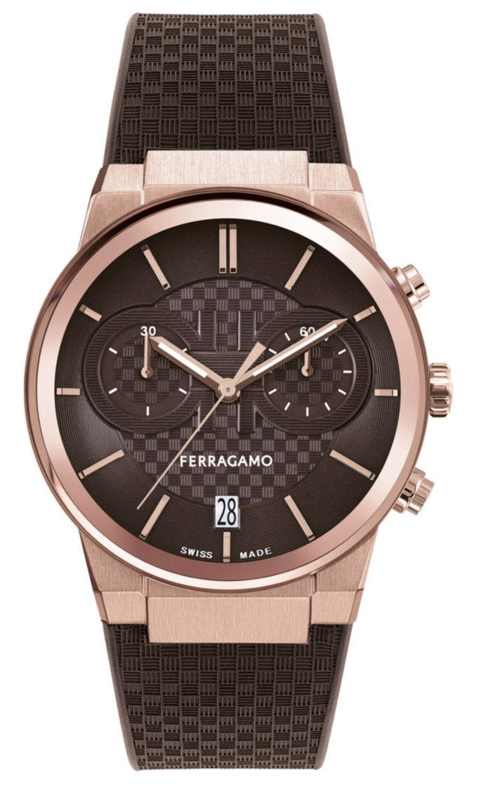 Ferragamo Sapphire Chr Quartz Chronograph 41mm Brown Men's Watch - SFME01023