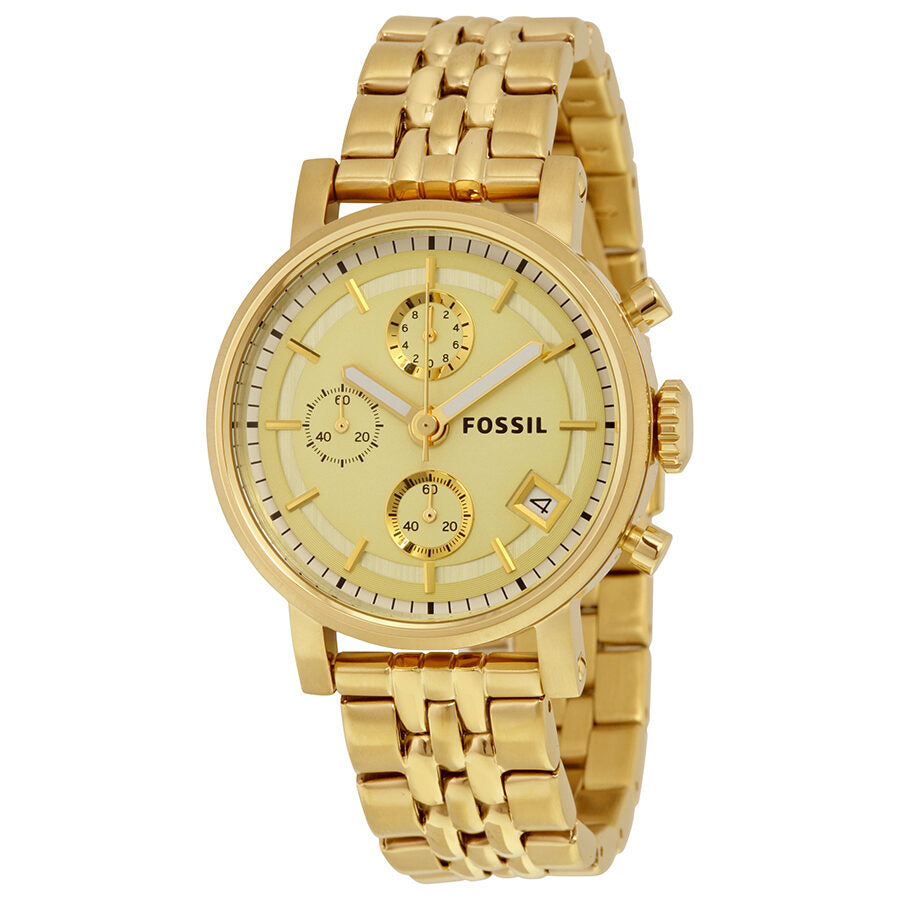 Fossil Boyfriend Chronograph Gold Dial Gold-tone Ladies Watch ES2197