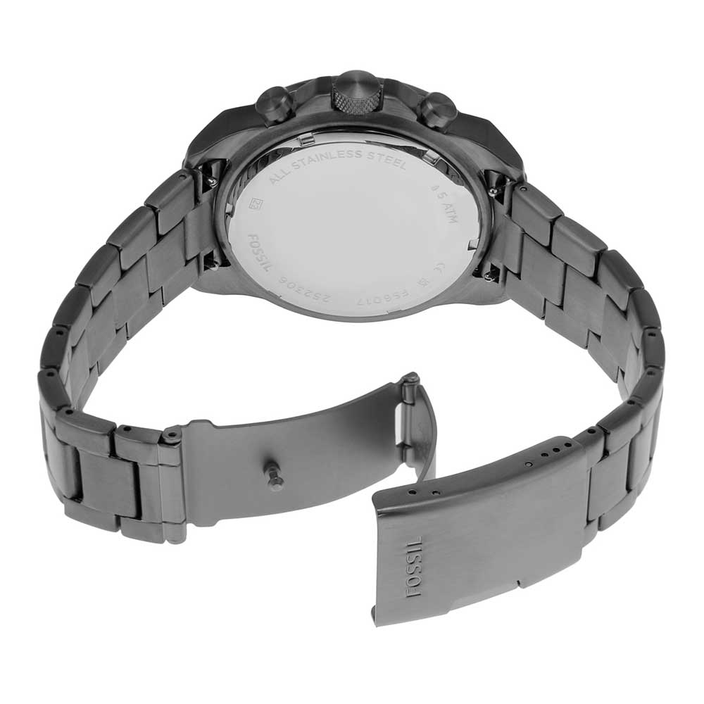 Fossil Bronson Chronograph Smoke Stainless Steel Burgundy Dial Quartz Men's Watch - FS6017