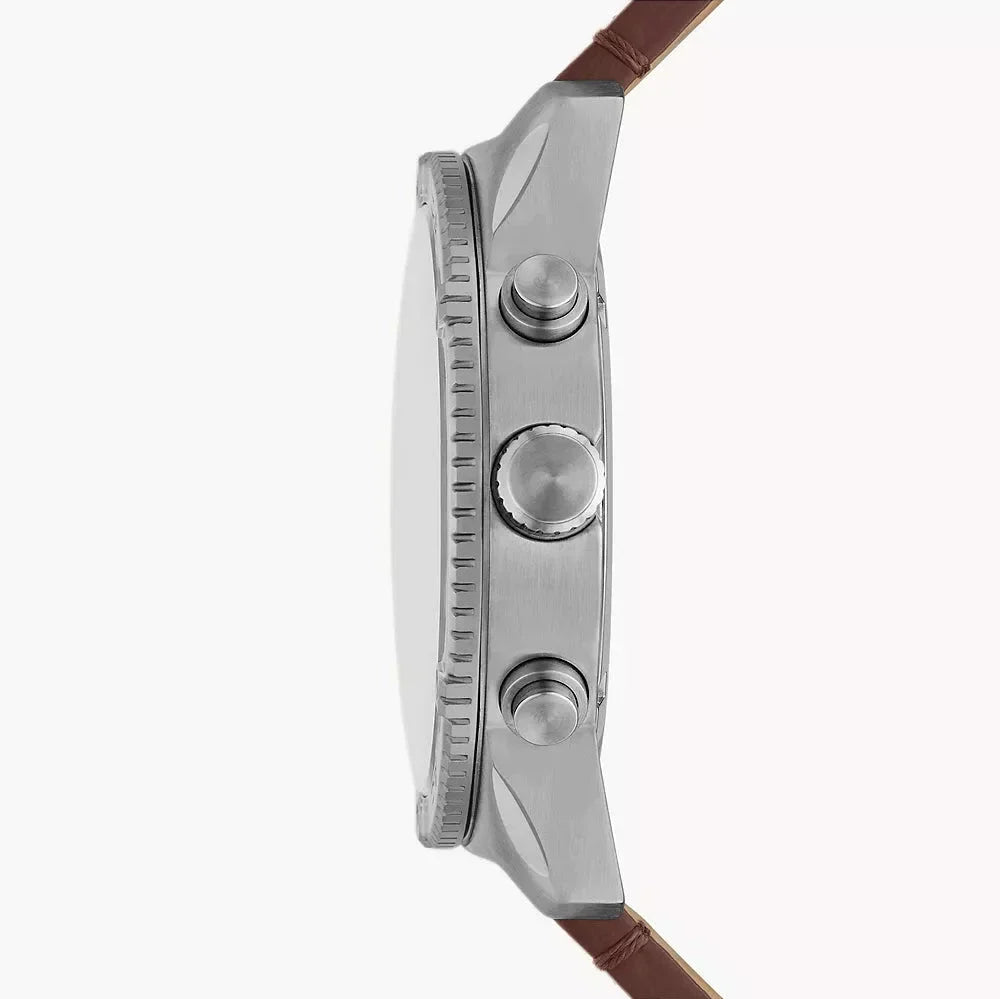Fossil Brox BQ2801 watch shown from side profile displaying pusher buttons