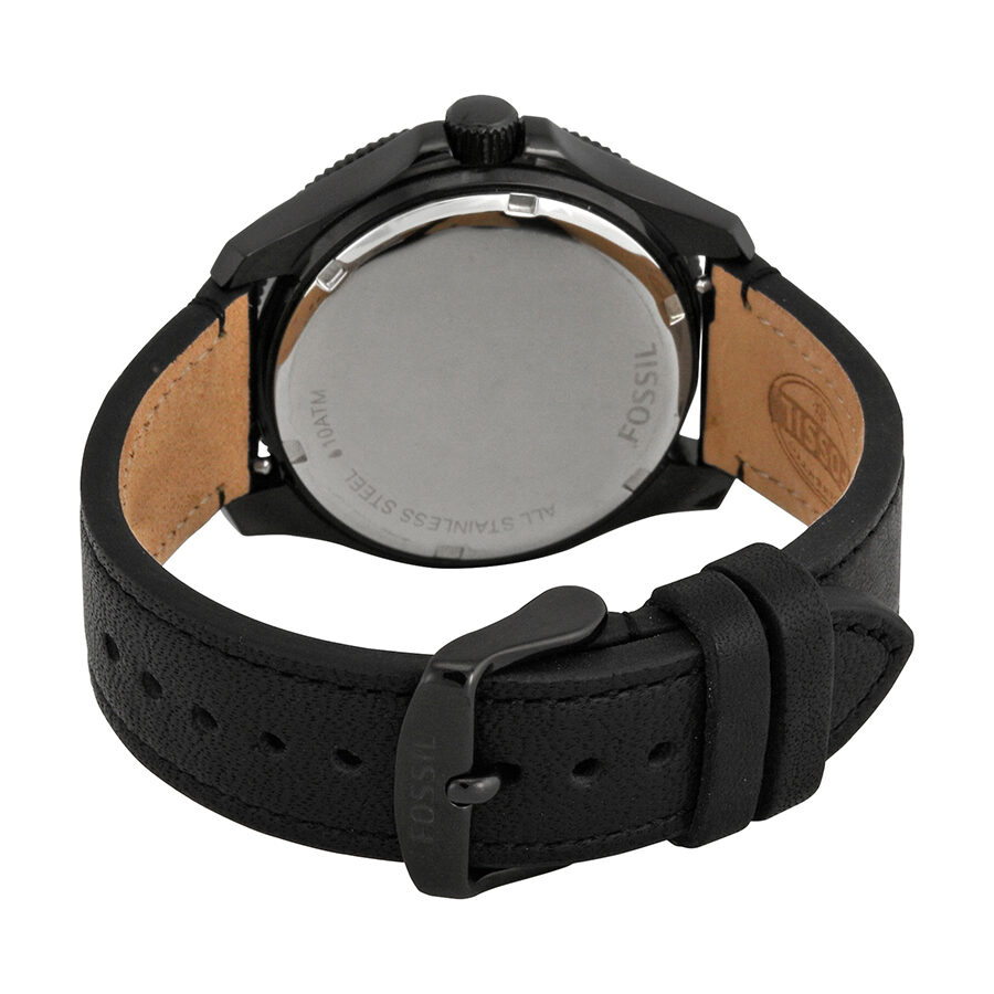Fossil Cecile Black Dial Black Leather Strap Men's Watch AM4523