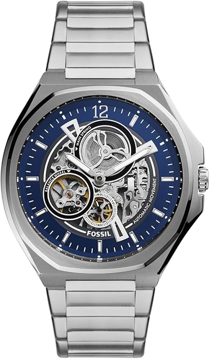 Fossil Evanston Automatic Blue Skeleton Dial Men's Watch BQ2620