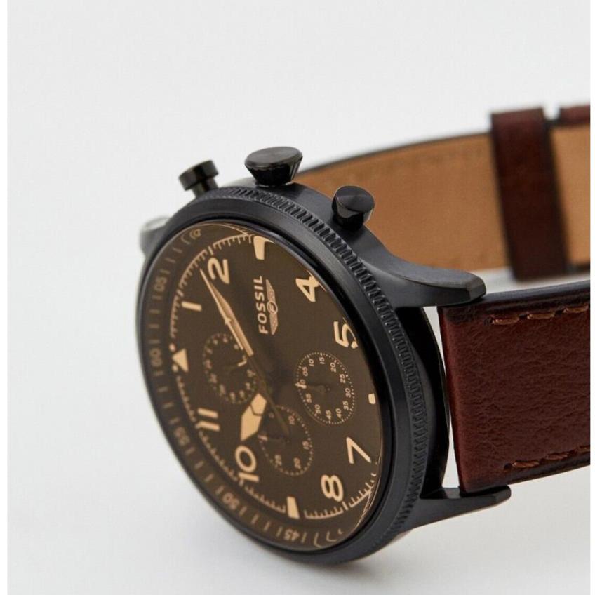 Fossil Retro Pilot Chronograph Dark Brown Leather Men's Watch - FS5833