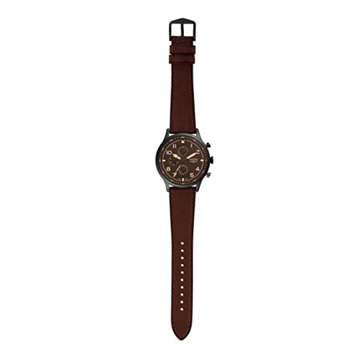 Fossil Retro Pilot Chronograph Dark Brown Leather Men's Watch - FS5833