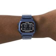 Fossil Retro Analog-Digital Black Dial Blue Steel Strap Watch for Men - FS5896