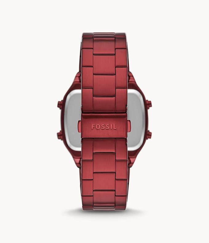 Fossil Retro Digital Pomegranate Red Stainless Steel Men's Watch - FS5897