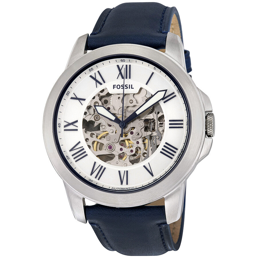 Fossil Grant Automatic Silver Skeleton Dial Men's Watch ME3111