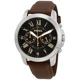 Fossil Grant Chronograph Black Dial Brown Leather Men's Watch FS4813 - Watches of New Zealand