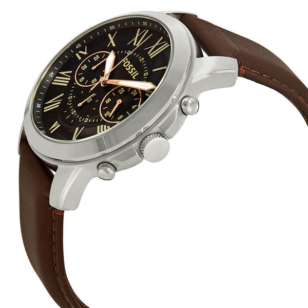 Fossil Grant Chronograph Black Dial Brown Leather Men's Watch FS4813 - Watches of New Zealand #2