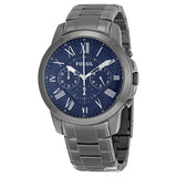 Fossil Grant Chronograph Dark Blue Dial Smoke Ion-plated Watch FS4831 - Watches of New Zealand